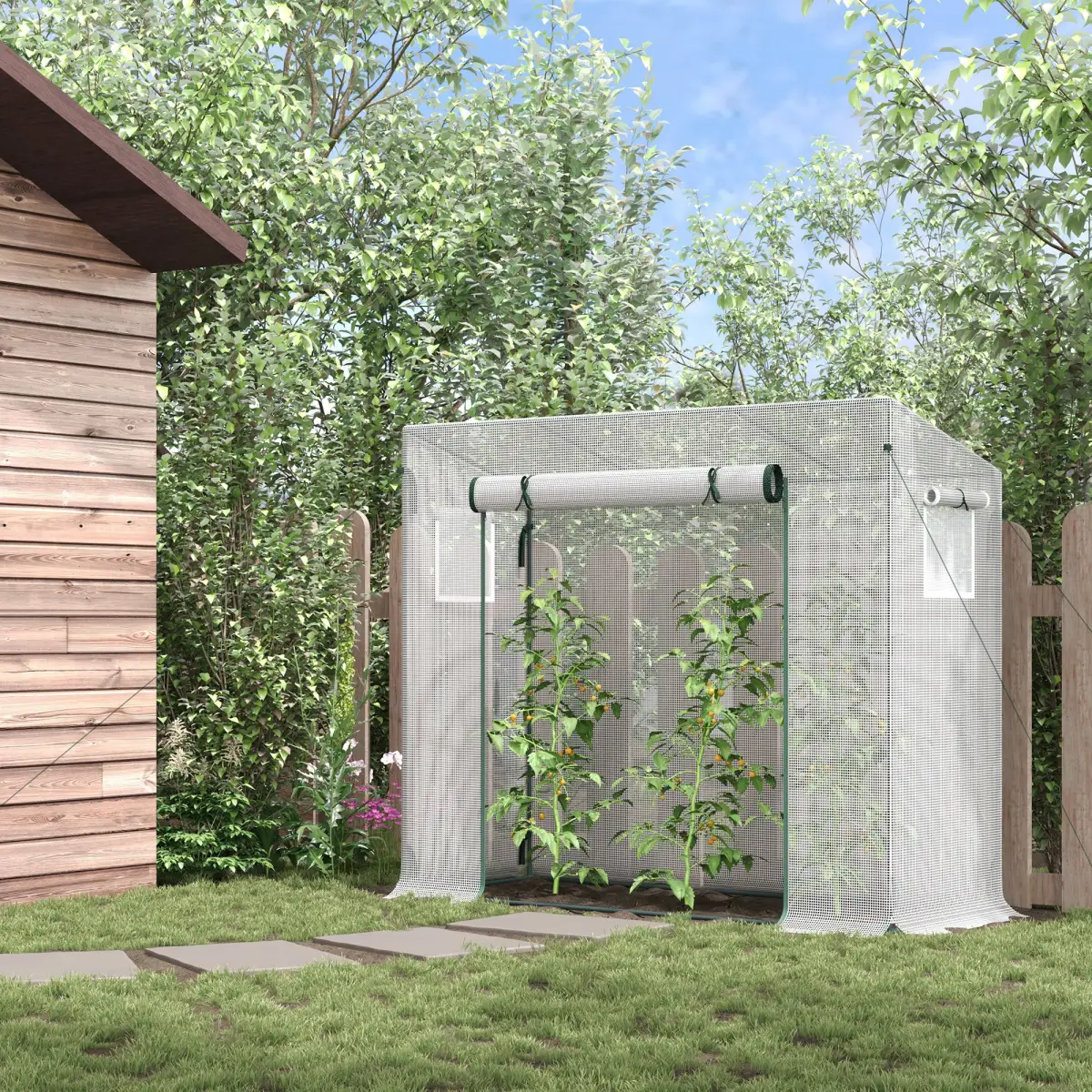 Outsunny 200x76x168cm Walk-in Garden Greenhouse Plant Warm House w/ Roll Up Door by Outsunny
