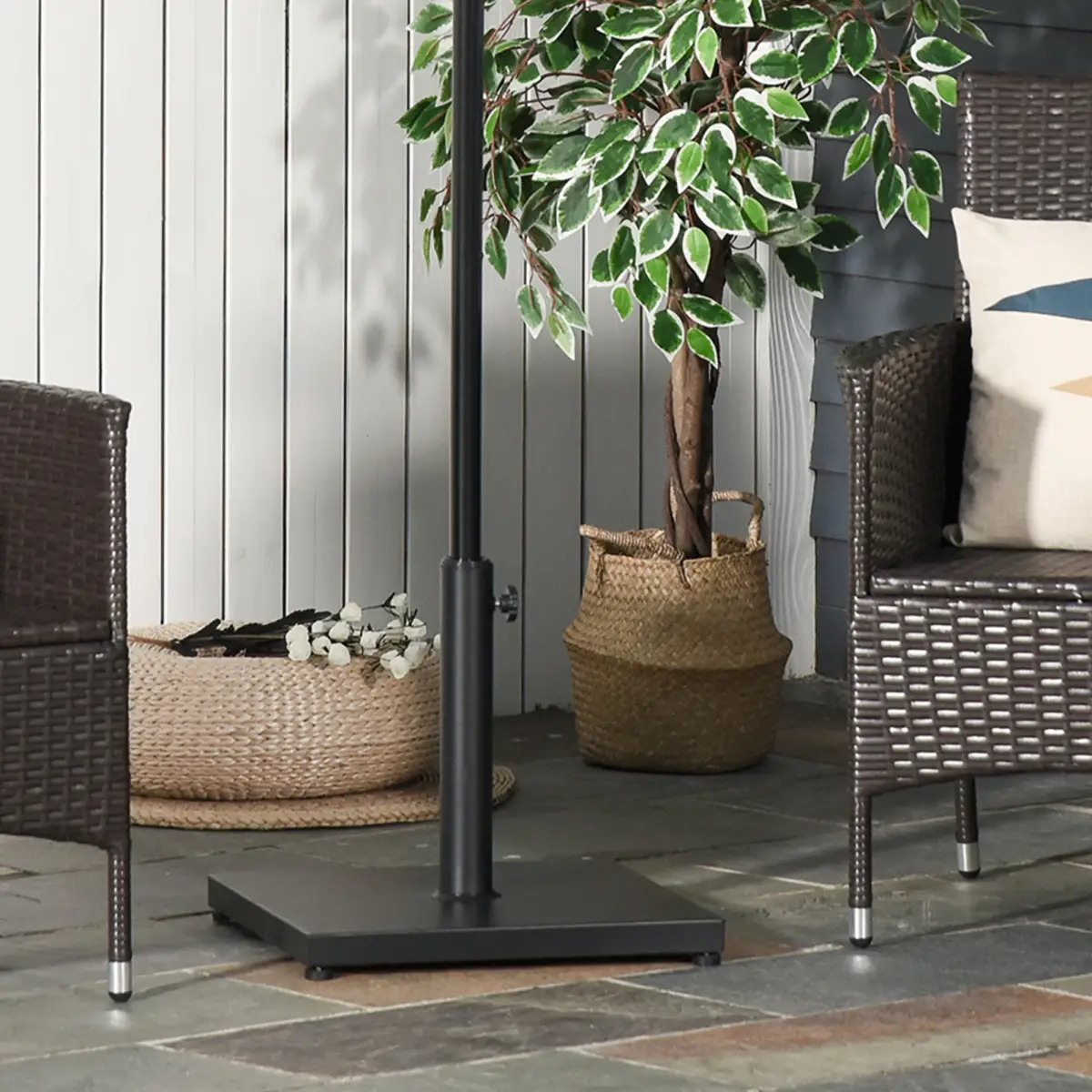 Steel Heavy Duty Adjustable Parasol Base Black by Outsunny