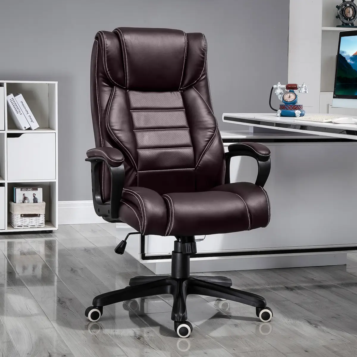 High Back 6 Points Vibration Massage Executive Office Chair, Brown Vinsetto by Unbranded