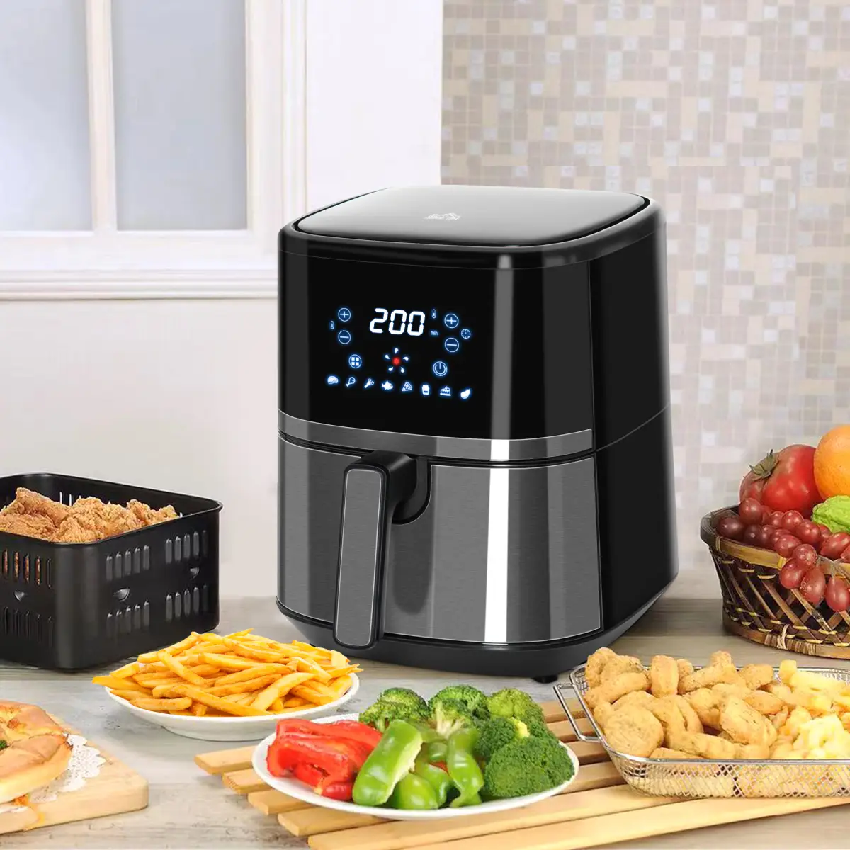 Air Fryer 4.5L 1500W with Digital Display Rapid Air Circulation Timer HOMCOM by Unbranded