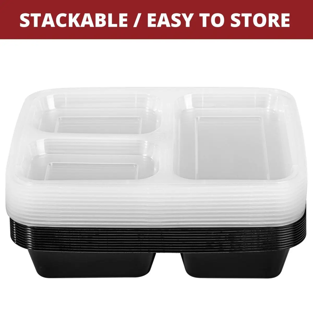 VINSANI 30pk 3 COMPARTMENTS MEAL PREP CONTAINERS 1010478 by Vinsani