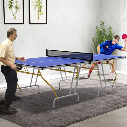 SPORTNOW 9FT Foldable Table Tennis Table with Cover, Net, Paddles, Balls - Blue by SPORTNOW