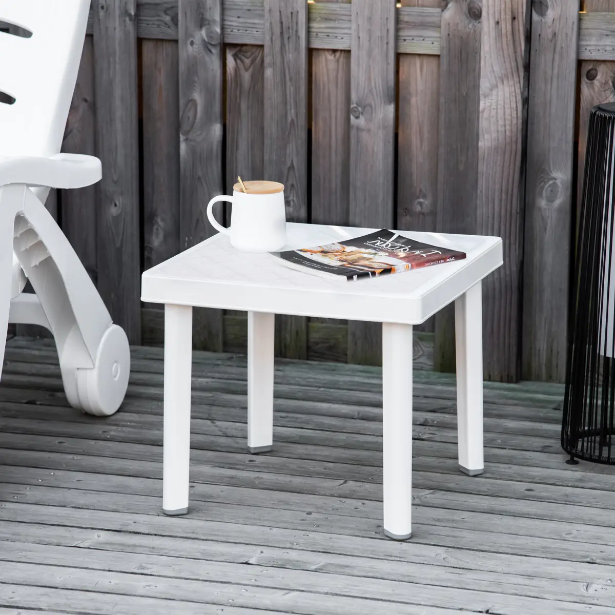 Garden End Table Outdoor Square Accent Coffee Table for Drink Snack Outsunny by Unbranded