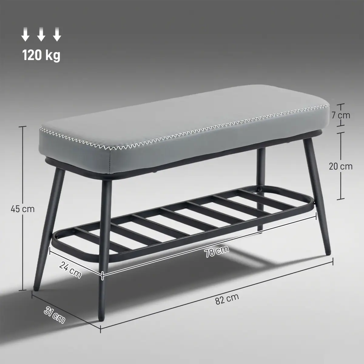 Leather Shoe Storage Bench by N/A