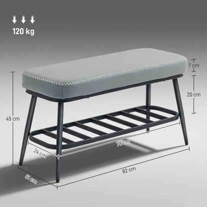 Leather Shoe Storage Bench by N/A