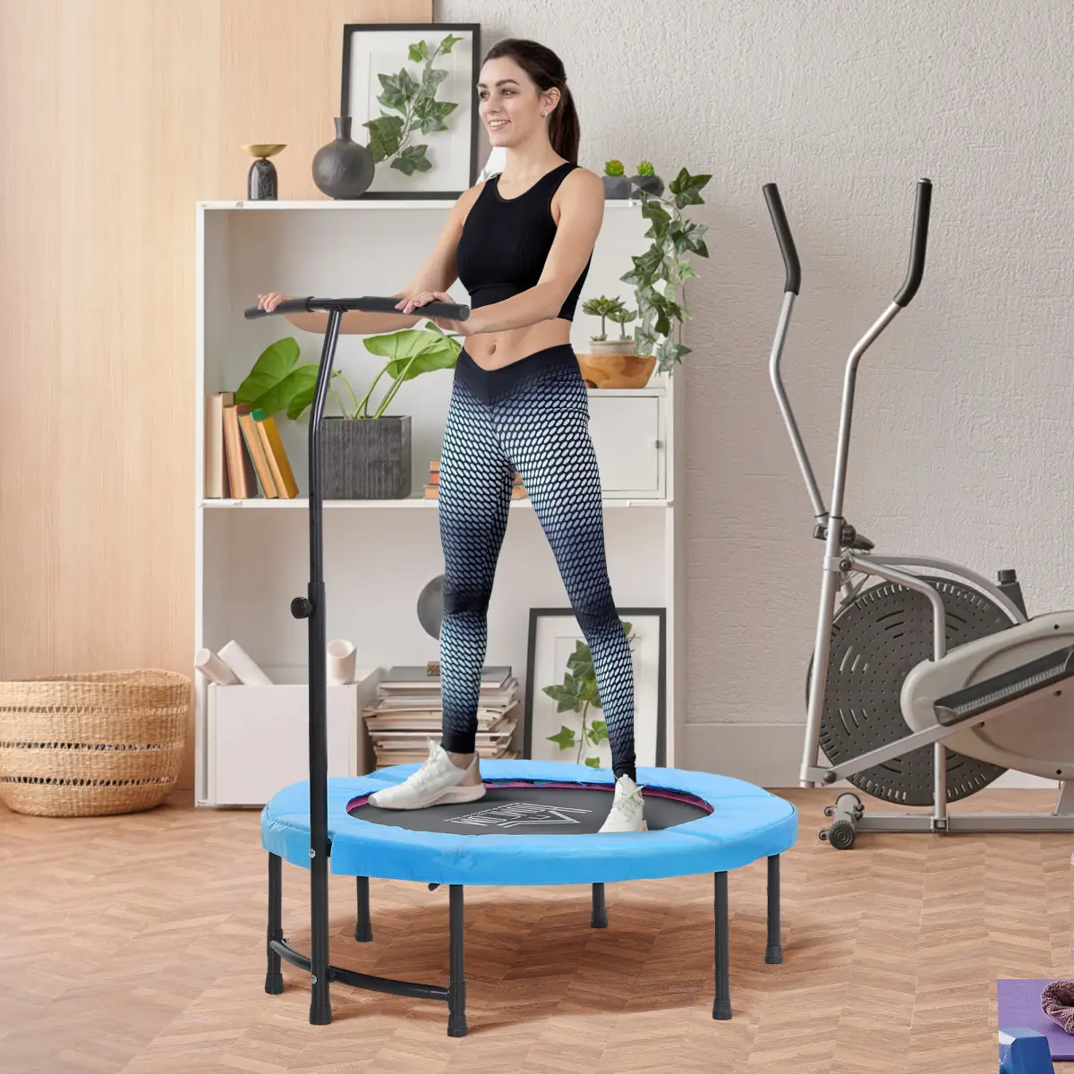 40'' Kids Mini Trampoline, Adult Rebounder Jumper w/ Handle Fitness HOMCOM by Unbranded