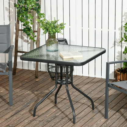 Square Patio Table, Tempered Glass Top Garden Dining Table 76 x 76cm Outsunny by Unbranded