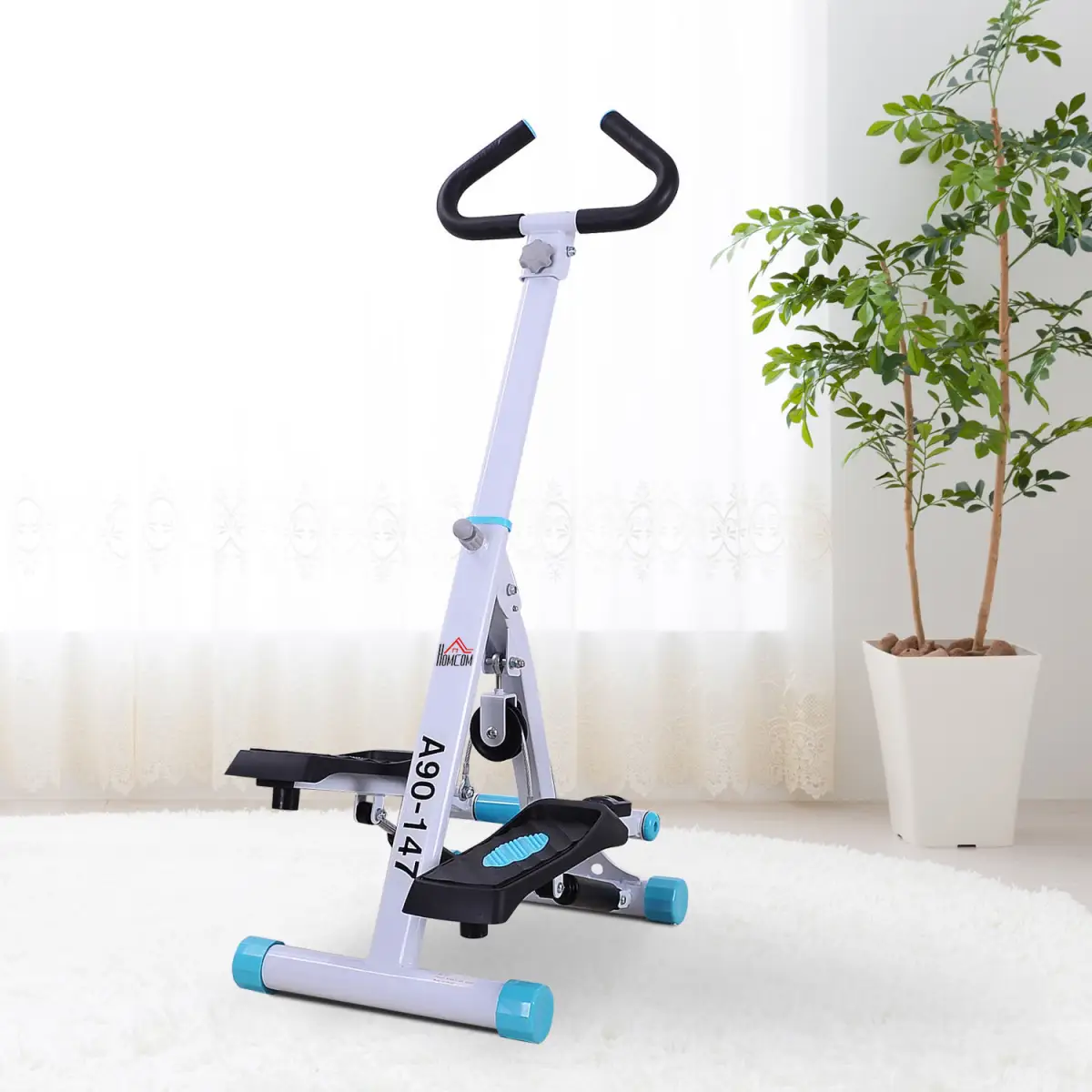 Stepper Fitness Exercise Handle Bar Machine Cardio Foldable Workout HOMCOM by Unbranded