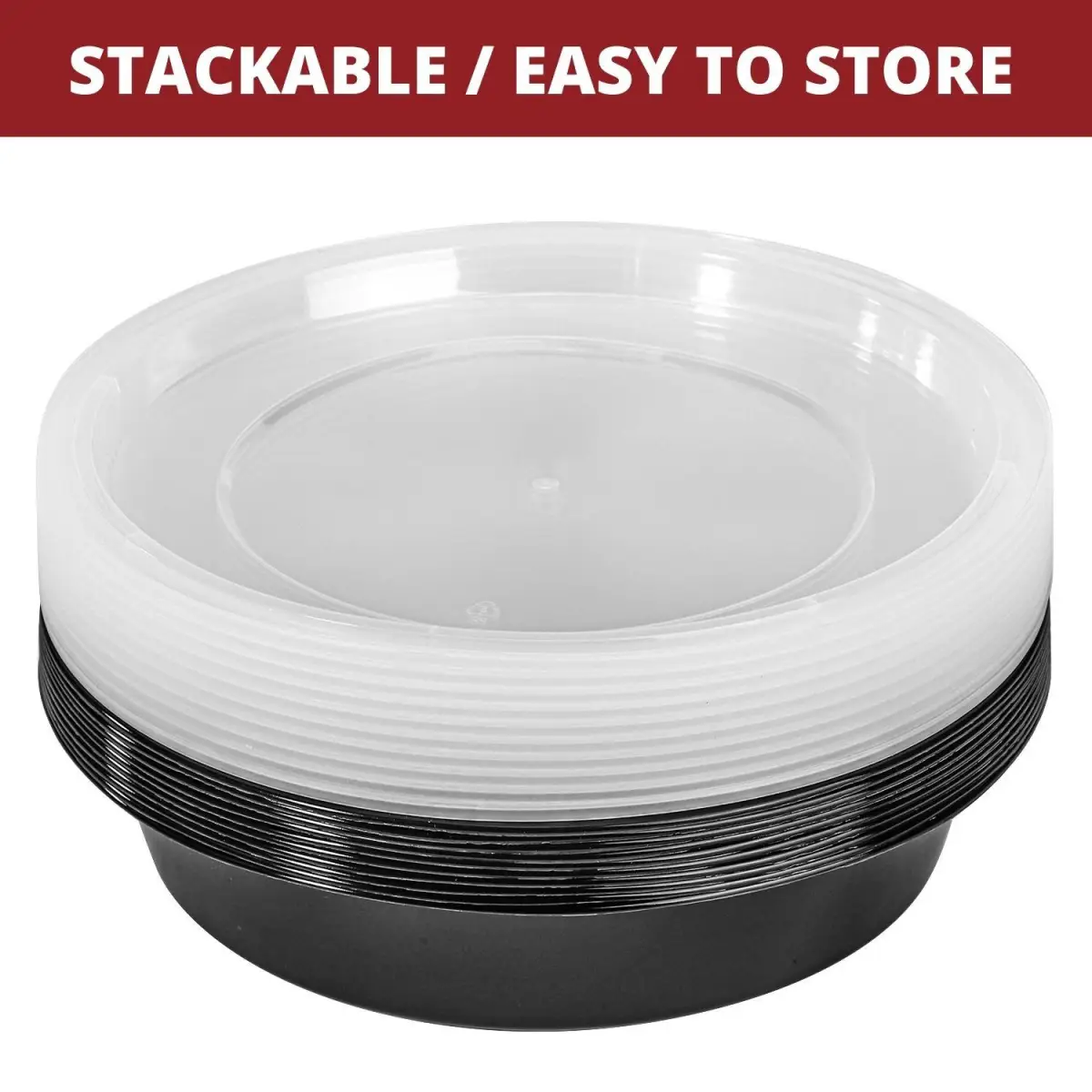 VINSANI 20pk ROUND 1 COMPARTMENT MEAL PREP CONTAINERS 1010493 by Vinsani