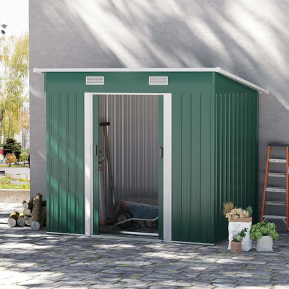 7 x 4ft Outdoor Garden Metal Storage Shed, Green by Outsunny