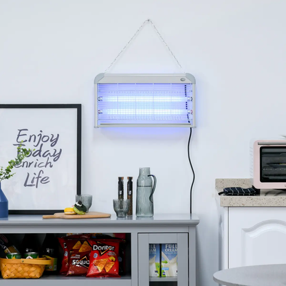 Outsunny Mosquito LED Killer Lamp 30 W Wall-mounted Insect Zapper, Steel-Grey by Outsunny