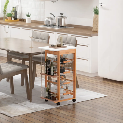 MDF Multifunction Kitchen Island Trolley-Brown by HOMCOM