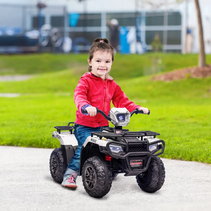 HOMCOM 12V Electric Quad Bike for Kids w/ LED Headlights, Music - White by HOMCOM