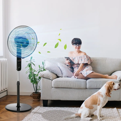 Oscillating Floor Fan Indoor Air Tower Standing RC, 3 Speed & 7.5-Hour HOMCOM by Unbranded