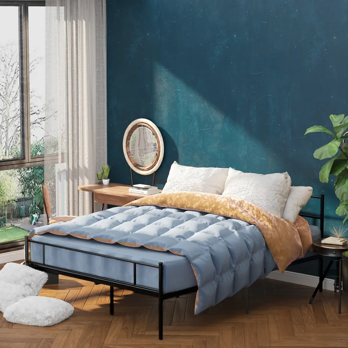 HOMCOM King Metal Bed Frame w/ Headboard and Footboard by Homcom