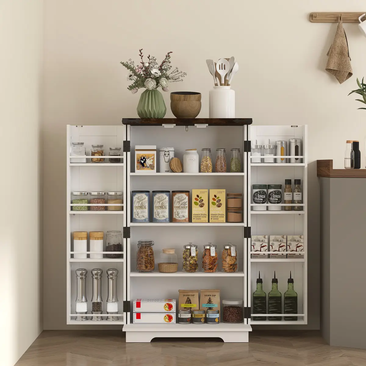 Stylish Farmhouse Cabinet with Adjustable Shelves - Sturdy Storage Solution by HOMCOM
