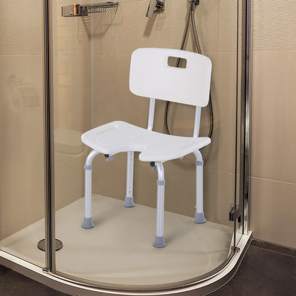HOMCOM Adjustable Aluminum Shower Bath Stool Spa Chair Non-Slip Feet, Handle by Unbranded
