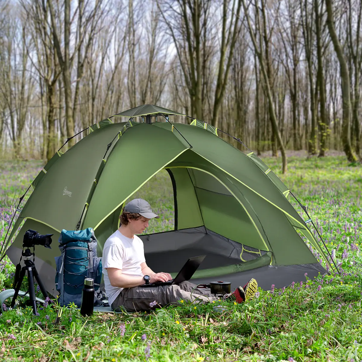 2 Man Pop Up Tent Camping Festival Hiking Family Travel Shelter Outsunny by Unbranded