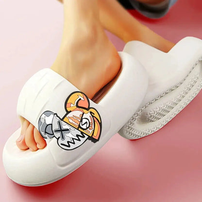 Women's House BathSlippers Thick Sole Personality Cool Bear Pattern Design Casual Fashion Black White Beach IndoorSummer Couple by All Mart Bristol Ltd