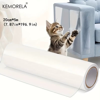 1 Roll Cat Scratch Protector, Self-Adhesive Scratch Protector Transparent Scratch Film Tape Sofa Wall Door Protection