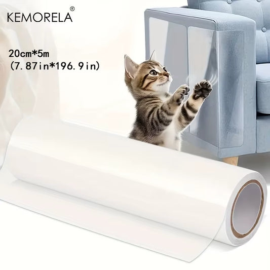1 Roll Cat Scratch Protector, Self-Adhesive Scratch Protector Transparent Scratch Film Tape Sofa Wall Door Protection