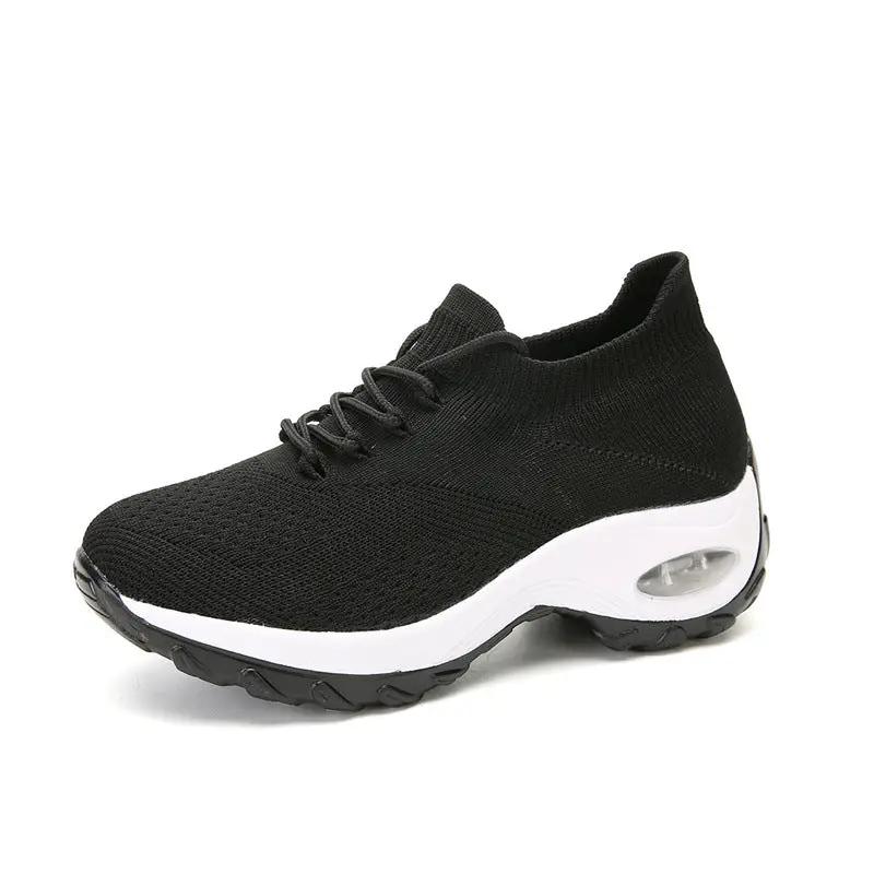 Plus-size Womens Flyknit Breathable Sneakers by Dropshipman