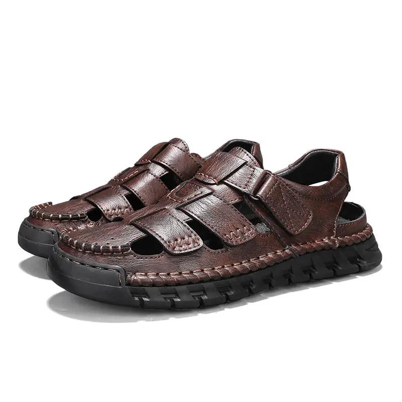 Men's Simple All-match Leather Non-slip Sandals by Dropshipman
