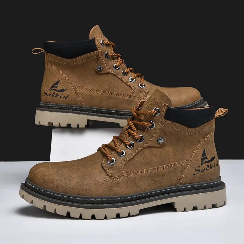 Men's Mid-Top Autumn British Style Worker Boot by Dropshipman