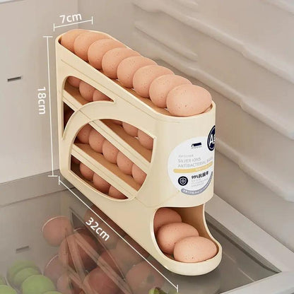 4-Tier Automatic Rolling Egg Rack Refrigerator Egg Storage Container Kitchen Fridge Egg Dispenser Refrigerator Organiser by All Mart Bristol Ltd