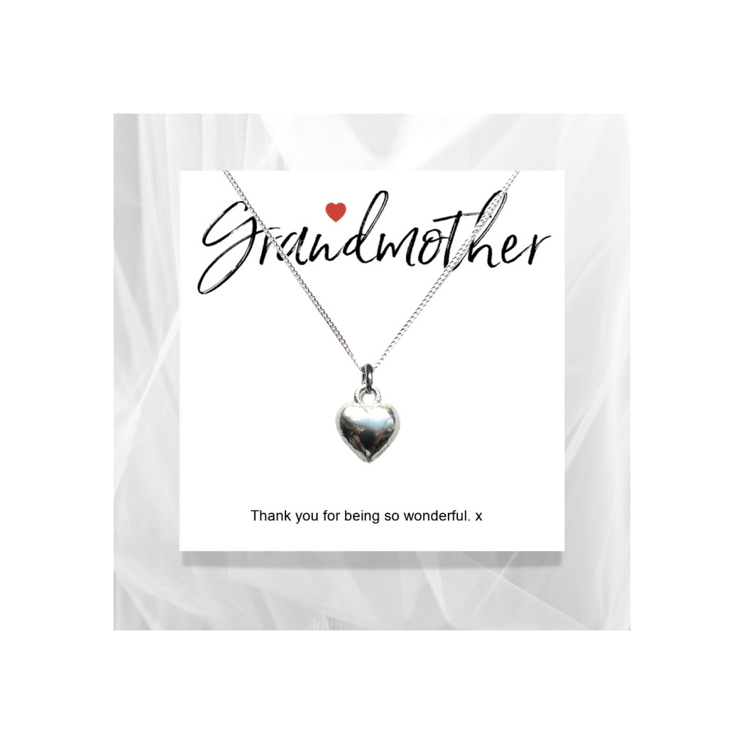 Grandmother Message Card with Heart Necklace by Aye Do Gifts