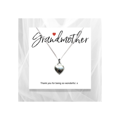 Grandmother Message Card with Heart Necklace by Aye Do Gifts