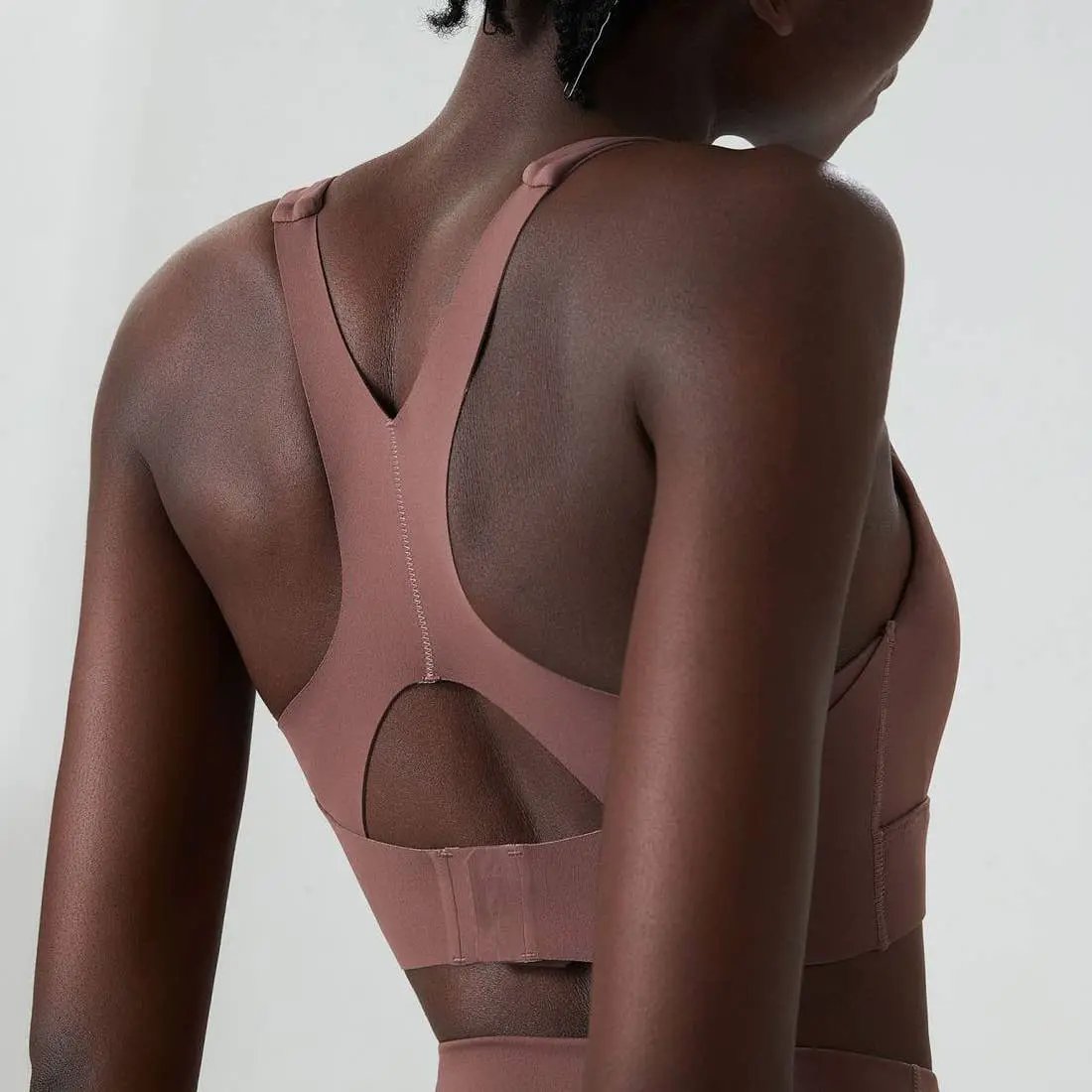 Solid Color Adjustable Back-Buckle Sports Bra by Me & I