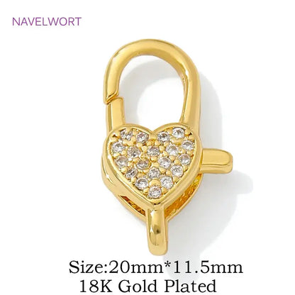 18K Gold Plated Inlaid Zircon Heart Lobster Clasps,Connectors For Jewelry,Clasp For Bracelet,DIY Jewelry Making Accessories by All Mart Bristol Ltd