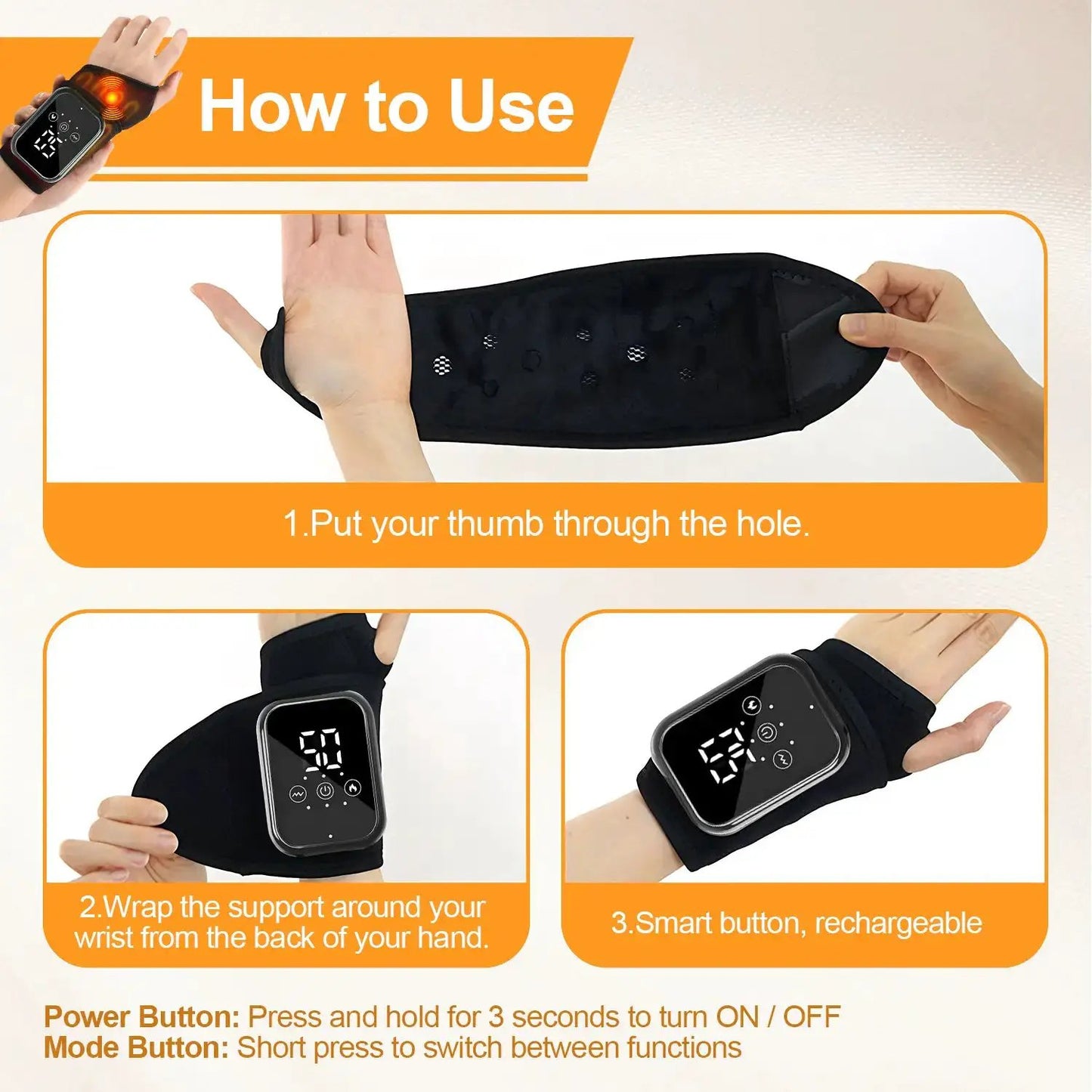 Heated Wrist Massager,Rechargeable Cordless Wrist Massager, Wireless Wrist Heating Pad with 3 Heating & Vibration Modes,Wrist Massager for Wrist Pain Relief,Christmas Gifts for Women Men by All Mart Bristol Ltd