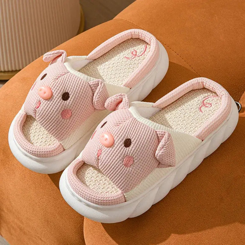 Home Linen Slipper for Women Cute Bunny Clouds Flip Flops Female Design Cozy Shoes Slides Four Season Platform Couples Sandals by All Mart Bristol Ltd