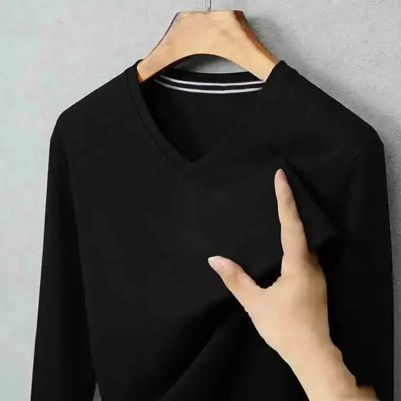 All-season Men's Light Gray V-neck Long Sleeve Knitwear Comfortable Casual Pullover for All Occasions by All Mart Bristol Ltd