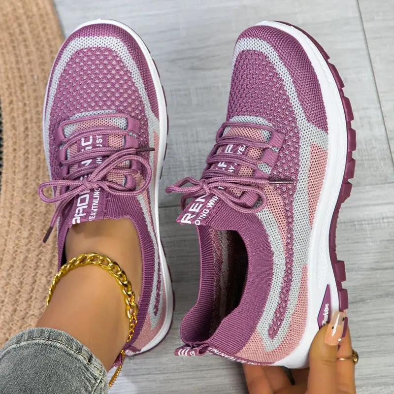 Women's Sporty Flyknit Mesh Shoes Low-cut Lightweight Casual And Versatile by Dropshipman