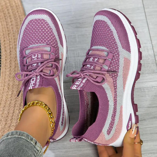 Women's Sporty Flyknit Mesh Shoes Low-cut Lightweight Casual And Versatile by Dropshipman