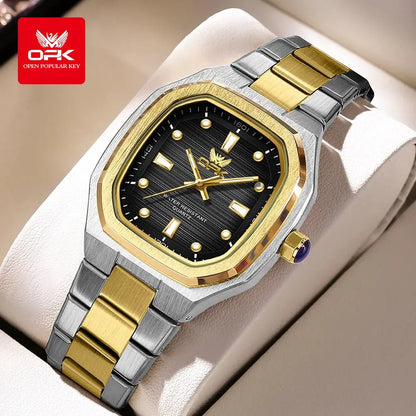 OPK 6044 Original Men Watches Stainless steel Waterproof New Men's Watch Square Dial Luminous Quartz Watch for Men by All Mart Bristol Ltd