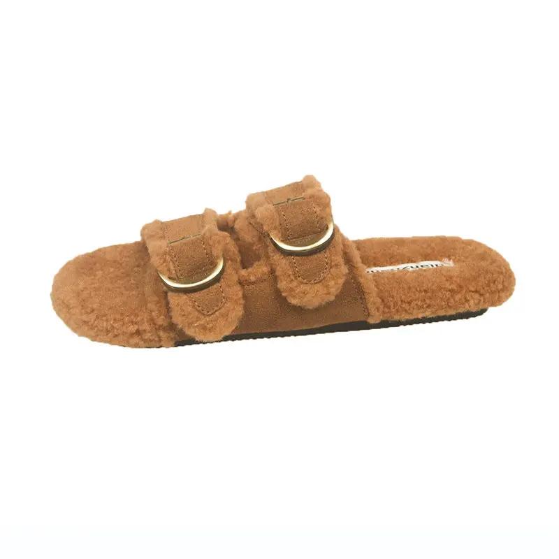 Flat Soled Lambswool Birkie Slippers For Women by Dropshipman
