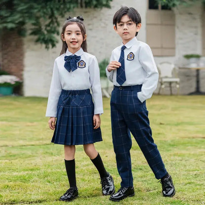 Kids British Plaid Vest Shirt Suit Pants Girls Waistcoat Blouse Skirts Children School Uniform Boys Korean Students Clothes Set by All Mart Bristol Ltd