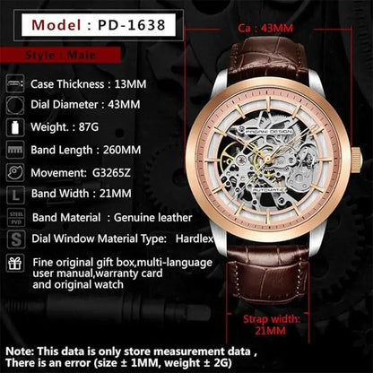 PAGANI DESIGN Hollow Men Watch Stainless Steel Waterproof 43mm Automatic Wristwatch Top Brand Mechanical Watch Men Gift Watches by All Mart Bristol Ltd