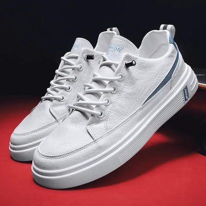 Men's Spring And Autumn Leather Casual Sneakers by Dropshipman