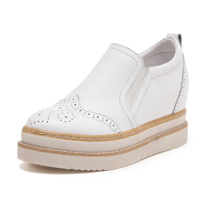Women's Height Increasing Insole Genuine Leather Women's Shoes Brogue Platform by Dropshipman