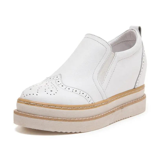 Women's Height Increasing Insole Genuine Leather Women's Shoes Brogue Platform by Dropshipman