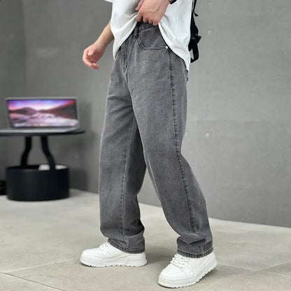 Fashion Pockets Jeans Men's Wide-leg Straight Trousers Versatile Casual Long Pants Streetwear Clothing by Dropshipman