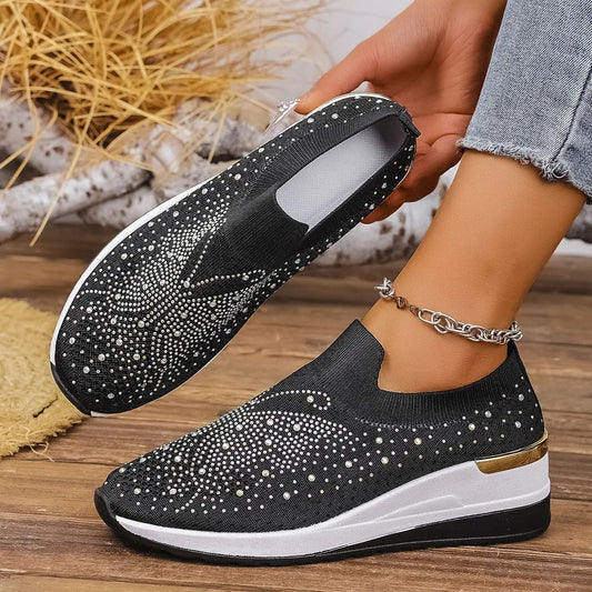 Pumps Women's Summer Wedge Round Toe Rhinestone Slip-on Women's Pumps Pumps by Dropshipman