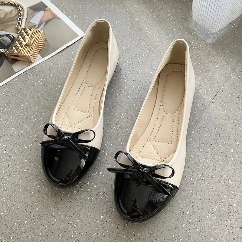 2026 New Fashion Ballerina Shoes Women's Flat Comfort Non-slip Loafers Leather Flats Elegant Bowknot Women's Single Shoes 35-43 by All Mart Bristol Ltd