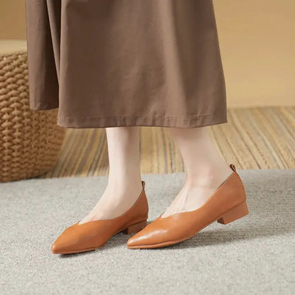 Spring and Autumn Fashion New Square Head Soft Leather Work Shoes Women's Shoes High Heels Thick Heels Shoes Women by All Mart Bristol Ltd