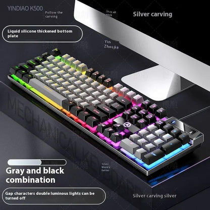K500 Game Wired Color Matching Luminous Machinery Touch Desktop Computer Keyboard by Dropshipman